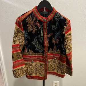 VINTAGE Sag Harbor Colorful Tapestry Blazer Sz Petite Large LIKE NEW